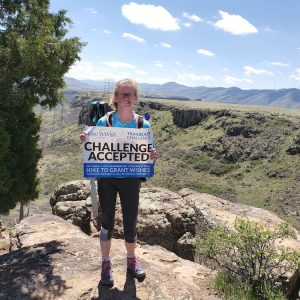 Megan Fischer hiking for the Make-A-Wish Colorado Trailblaze Challenge